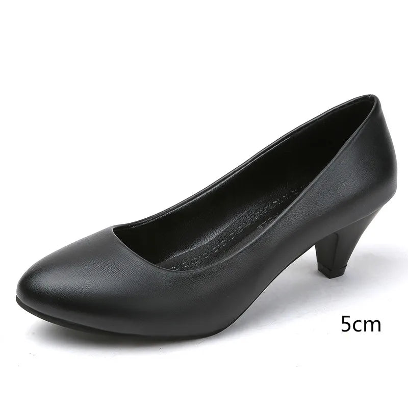 Women's Orthopedic Black Pumps with Cushioned Support