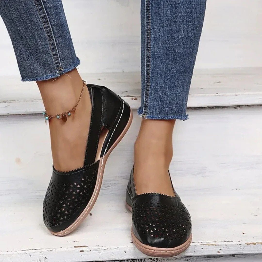 Women's Orthopedic Perforated Slip-On Walking Shoes