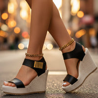 Women's Orthopedic Platform Wedge Sandals with Ankle Strap