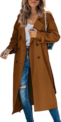 Women's Oversized Double-Breasted Belted Longline Trench Coat