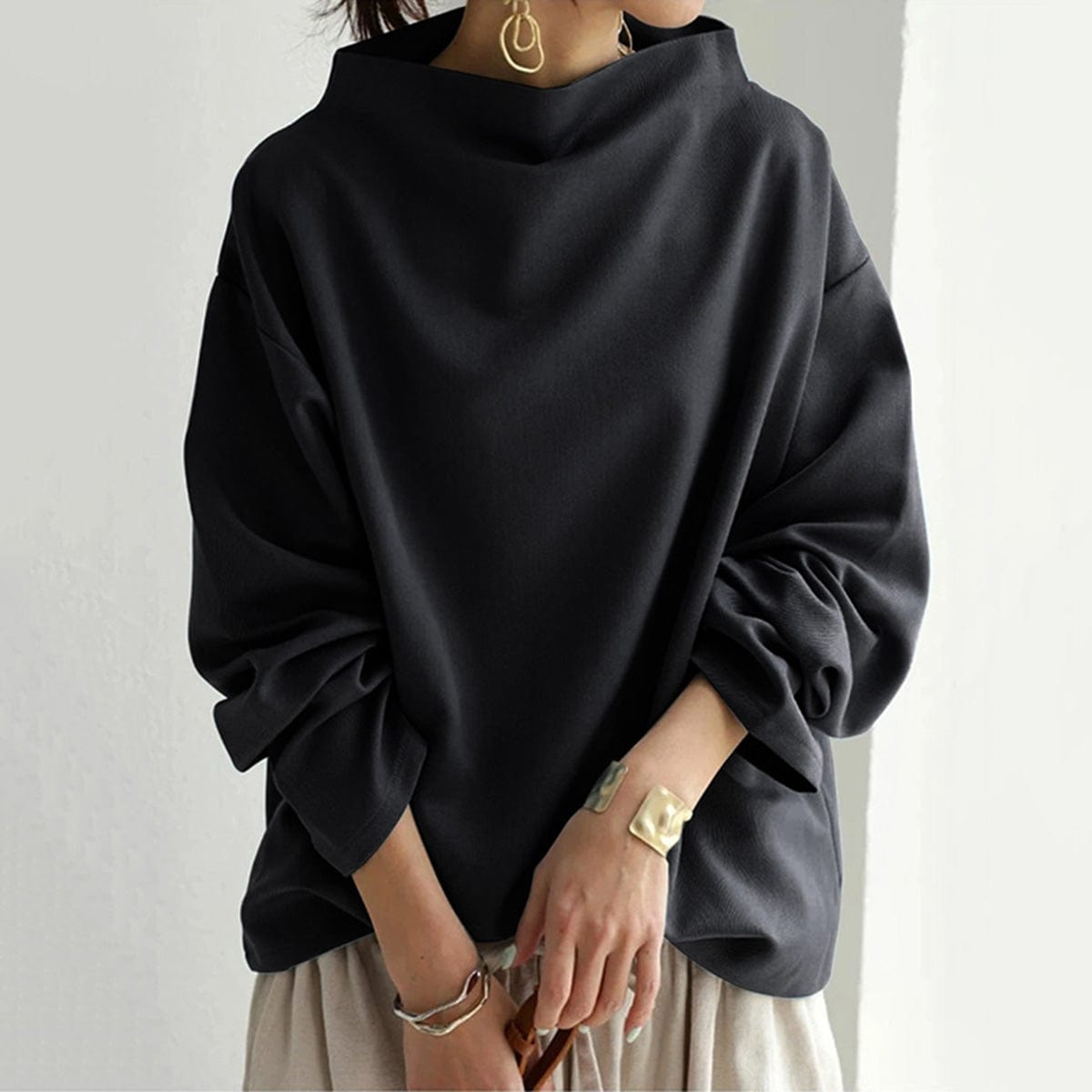 Women's Oversized Funnel Neck Top