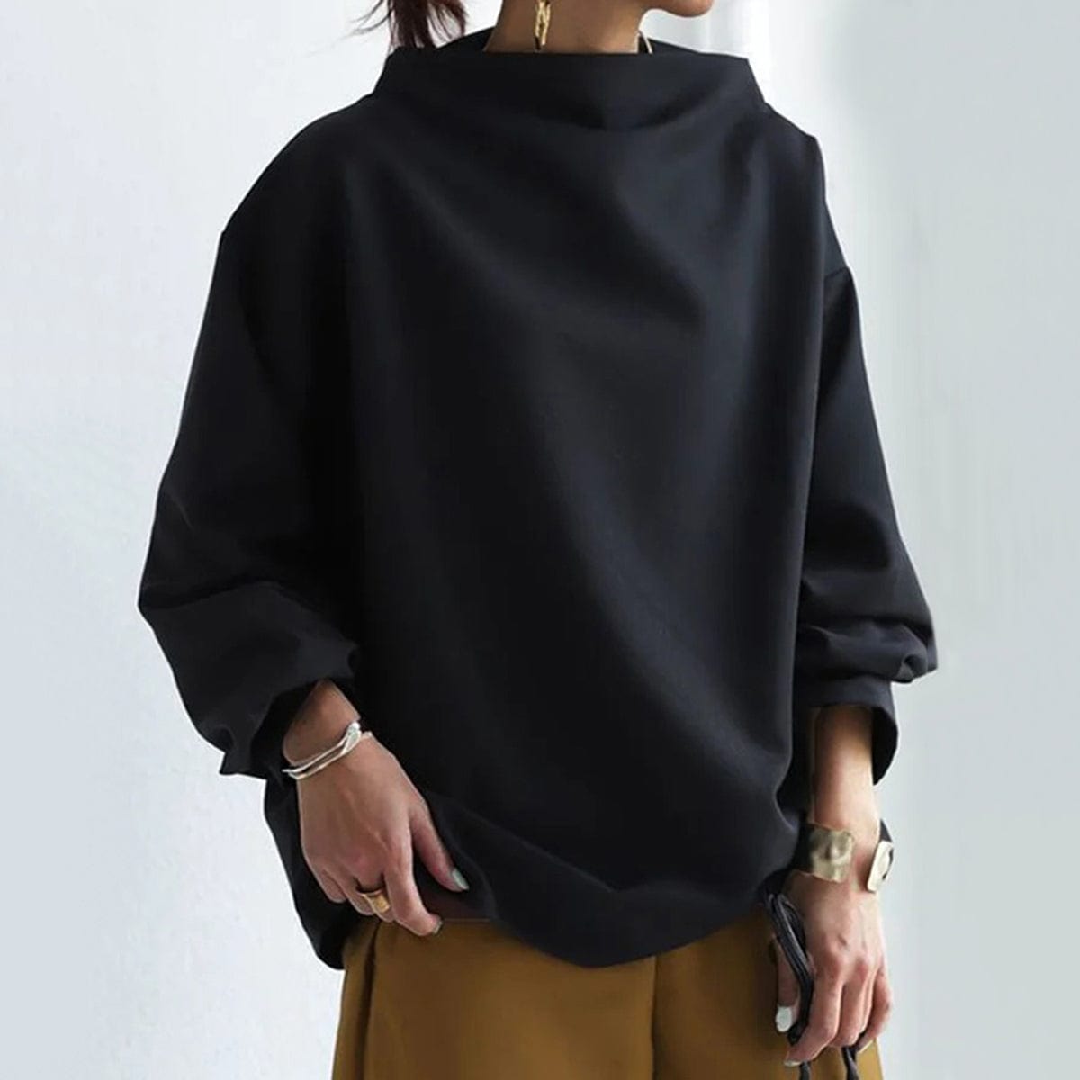 Women's Oversized Funnel Neck Top