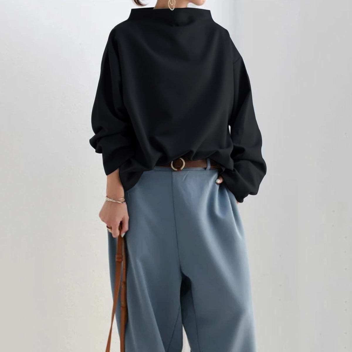 Women's Oversized Funnel Neck Top