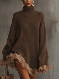 Women's Oversized Turtleneck -Hem Formal Dress