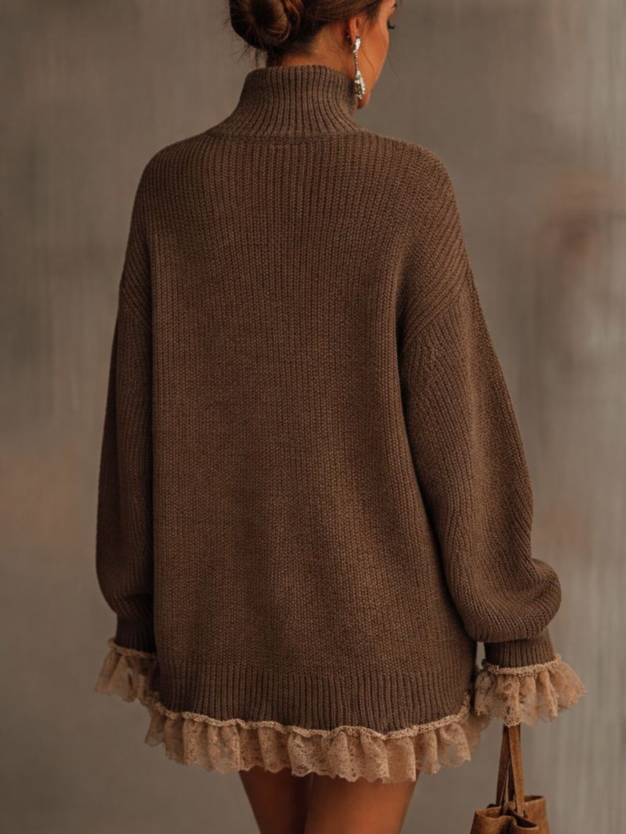 Women's Oversized Turtleneck -Hem Formal Dress