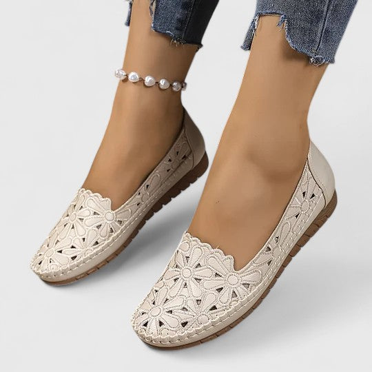 Women's Perforated Floral Slip-On Ballet Flats