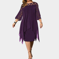 Women's Plus Size Overlay Midi Dress