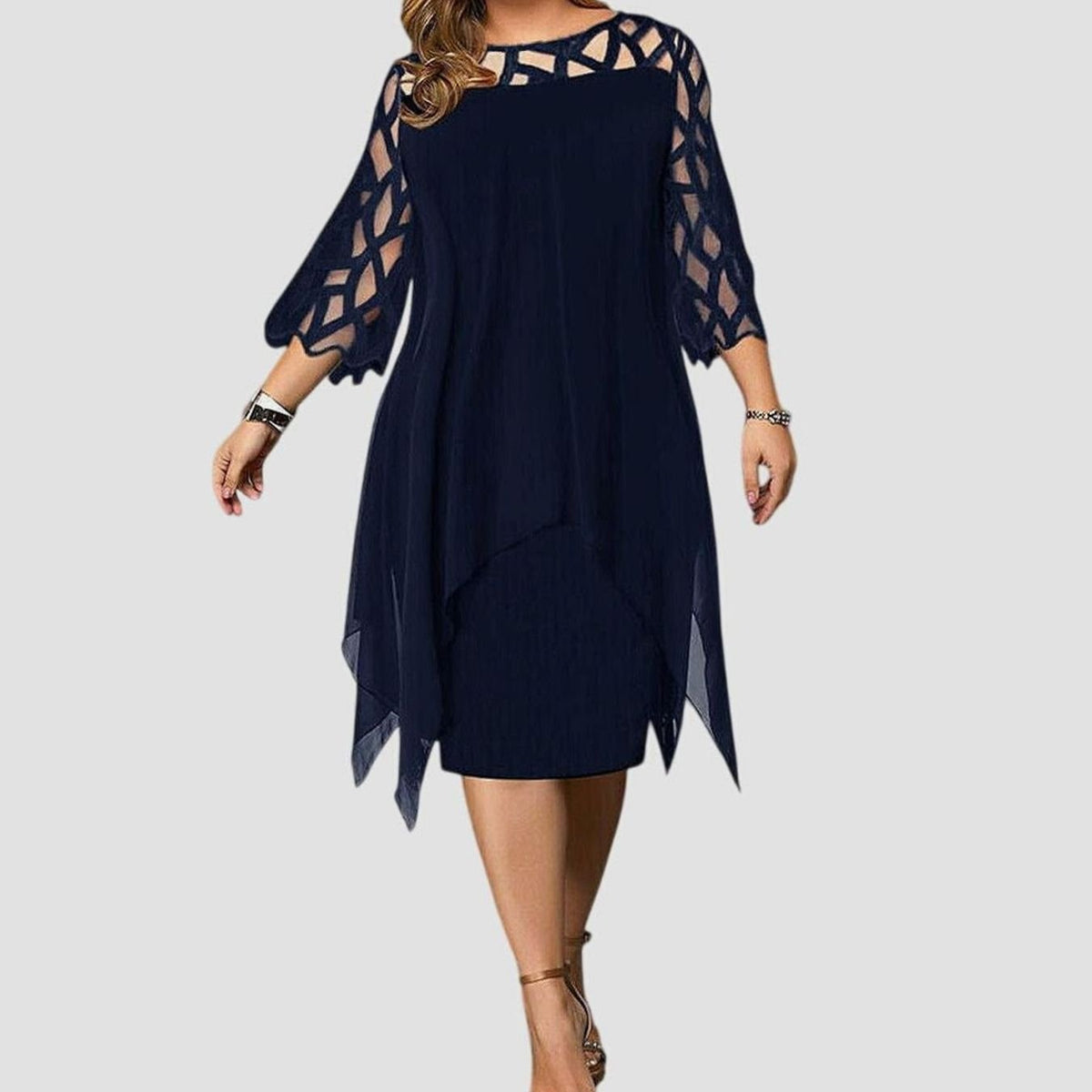 Women's Plus Size Overlay Midi Dress