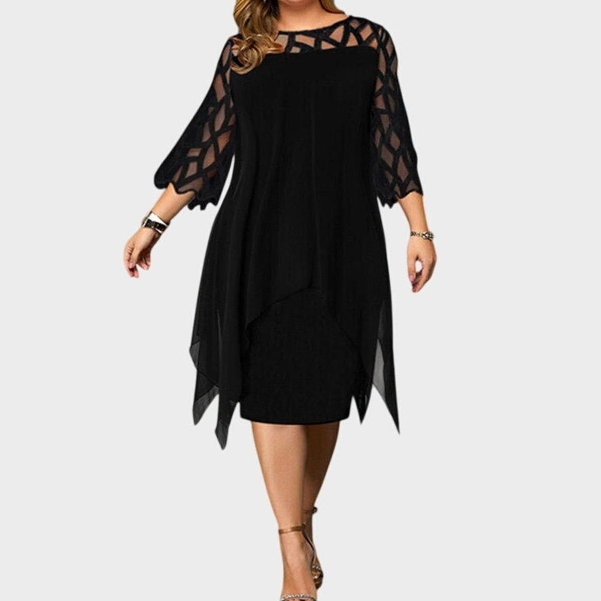 Women's Plus Size Overlay Midi Dress