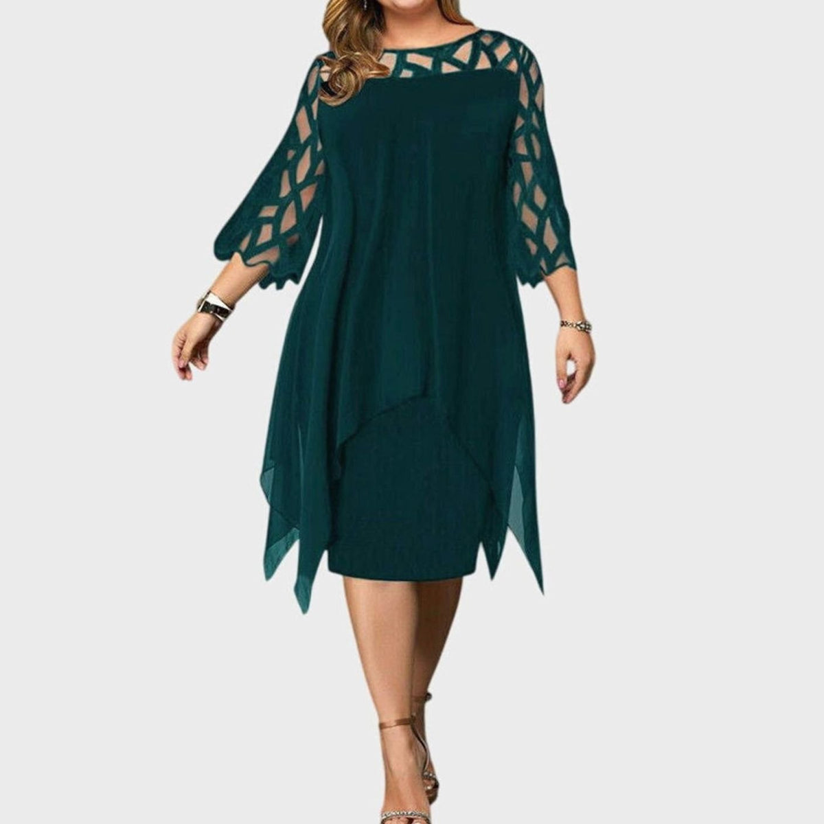 Women's Plus Size Overlay Midi Dress