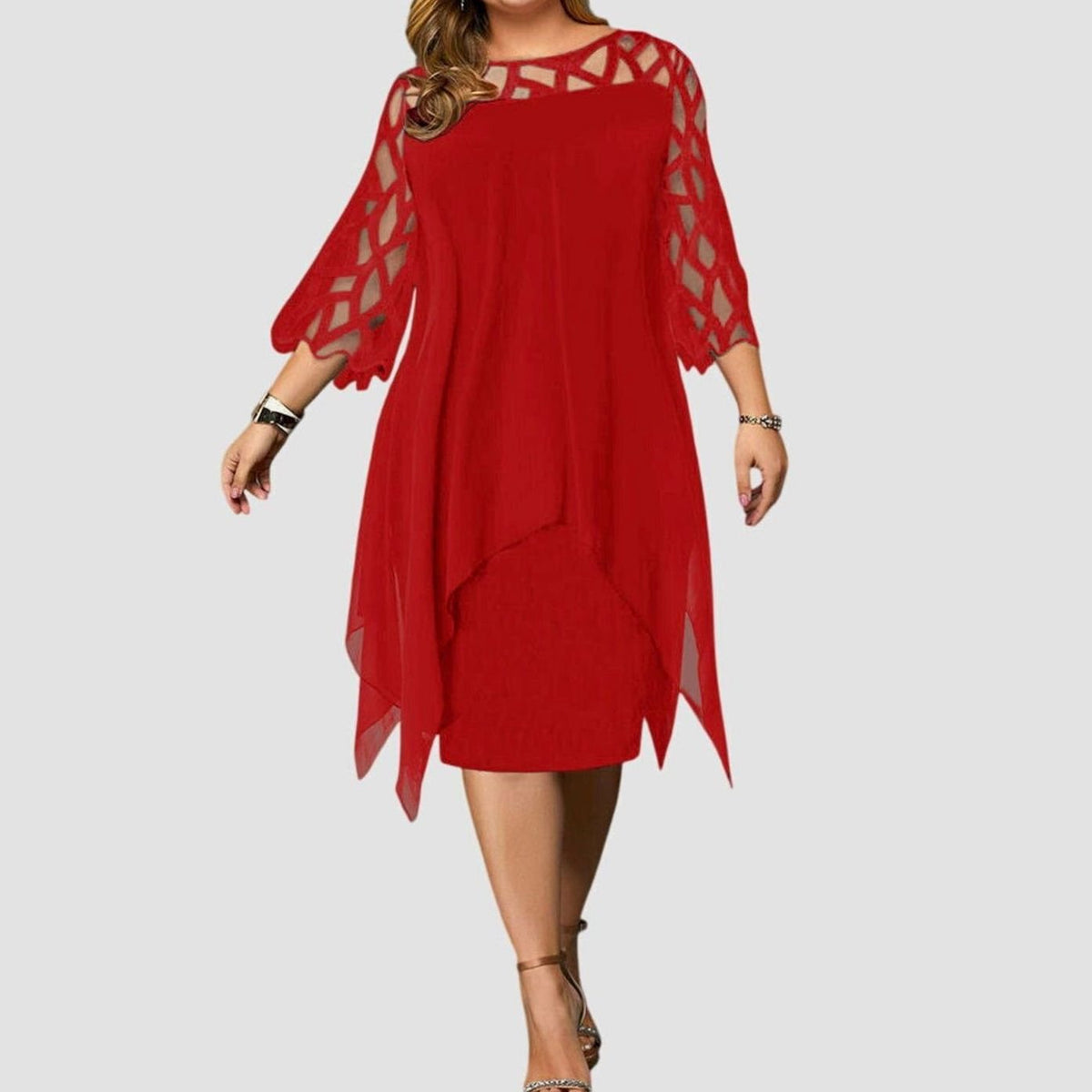 Women's Plus Size Overlay Midi Dress