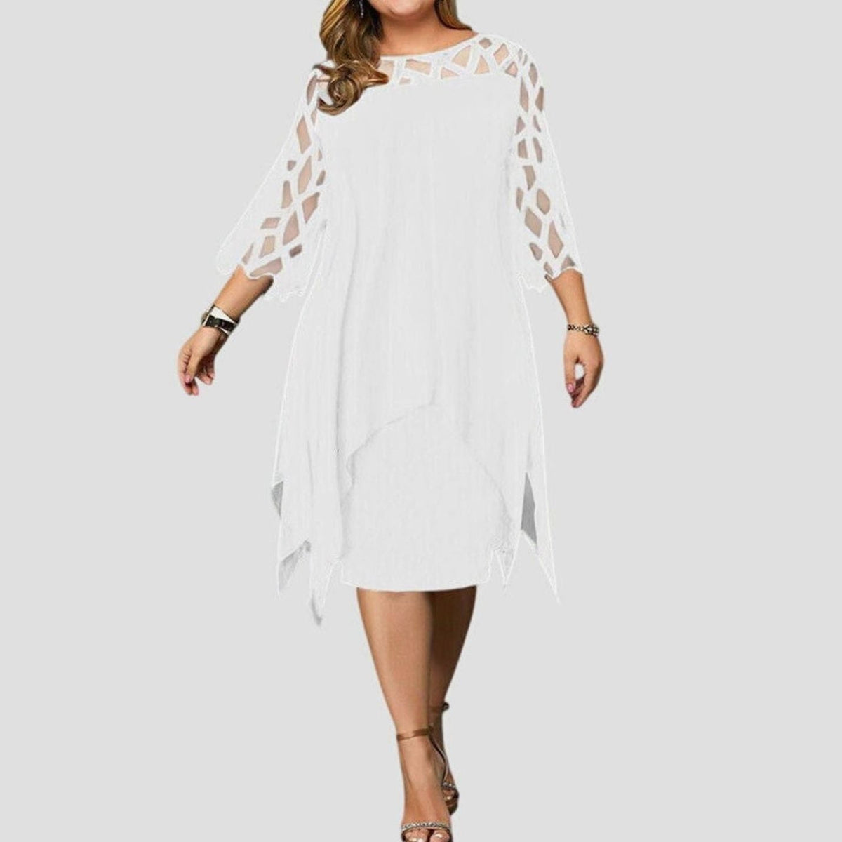 Women's Plus Size Overlay Midi Dress