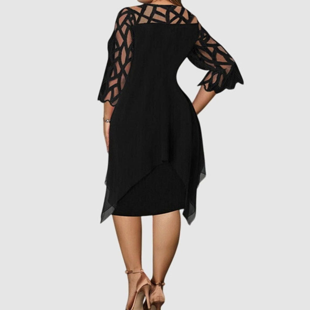 Women's Plus Size Overlay Midi Dress