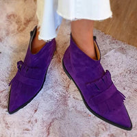 Women's Pointed-Toe Fringe Slip-On Ankle Boots