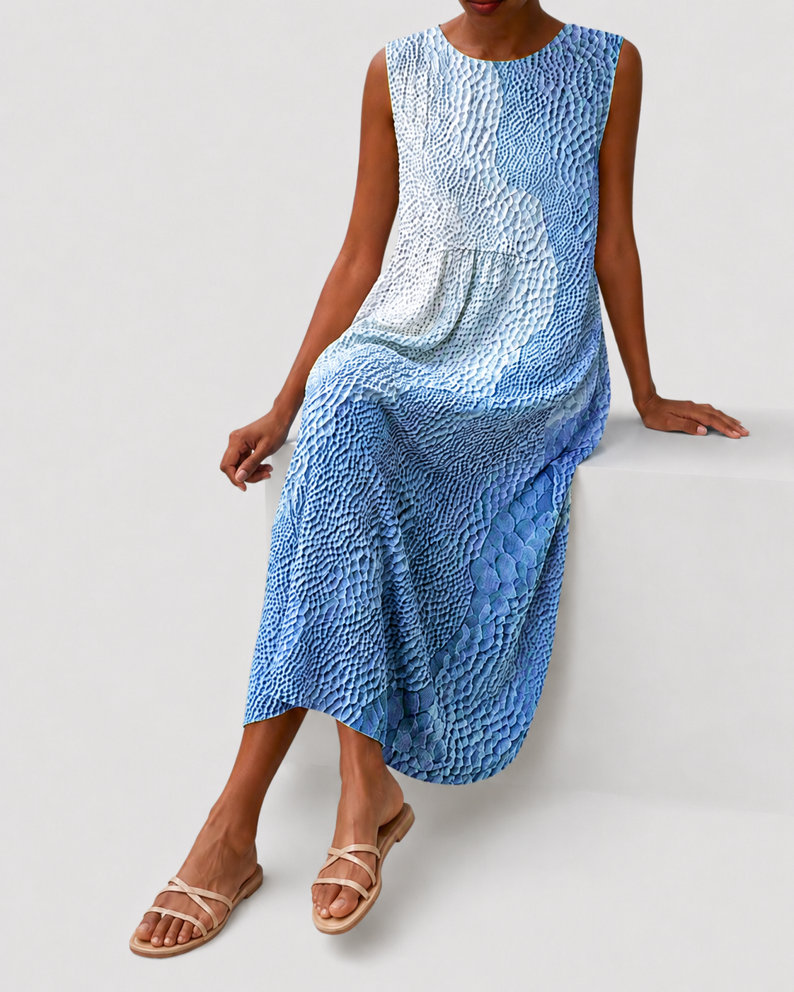 Women's Relaxed Fit Sleeveless Casual Knee-Length Dress