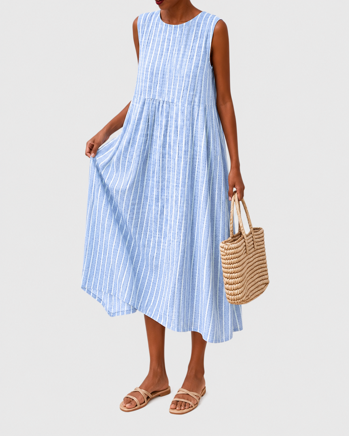Women's Relaxed Fit Sleeveless Casual Knee-Length Dress