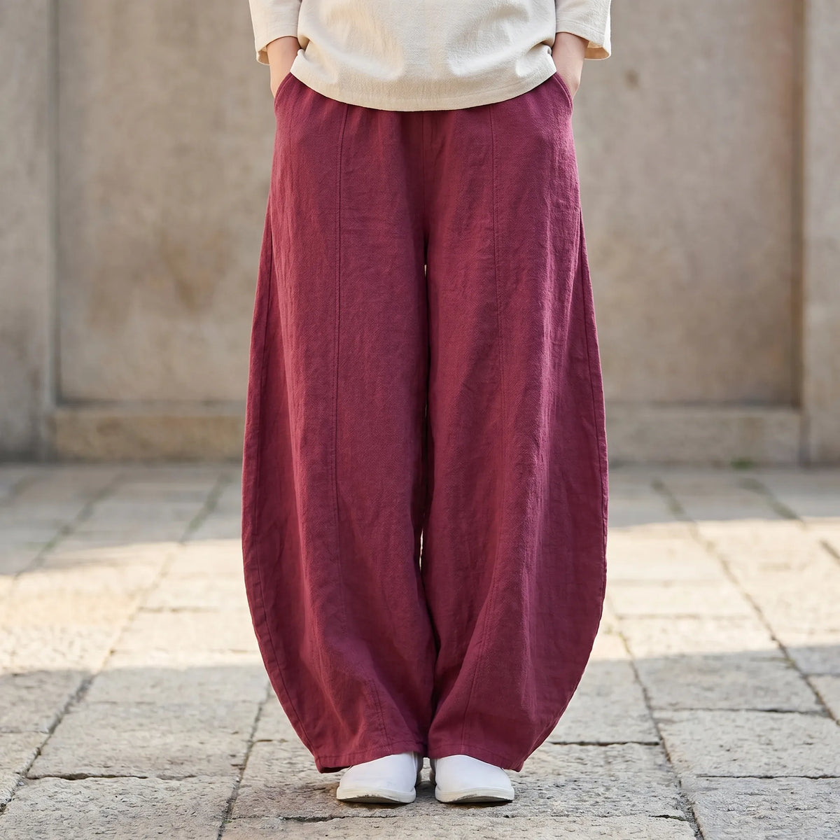 Women's Relaxed Fit Wide-Leg Barrel Pants