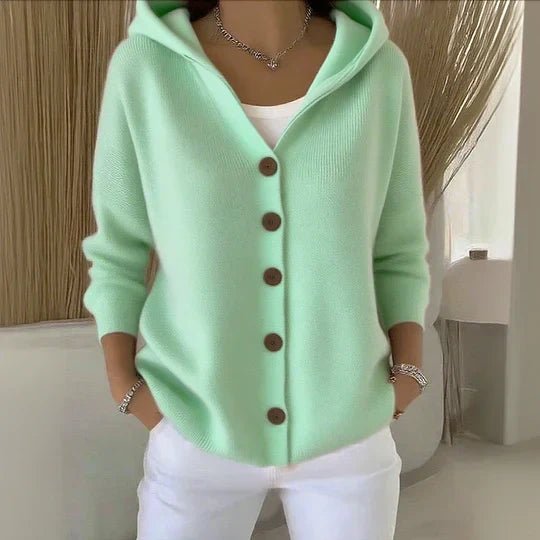 Women's Relaxed Hooded Button-Front Cardigan Sweater