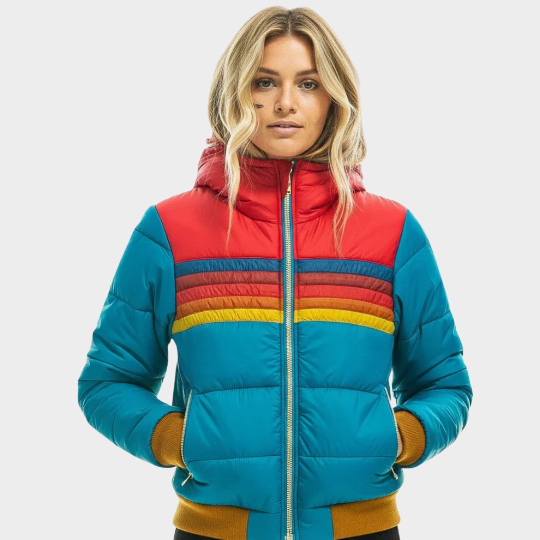Women's Retro Multicolour Quilted Jacket
