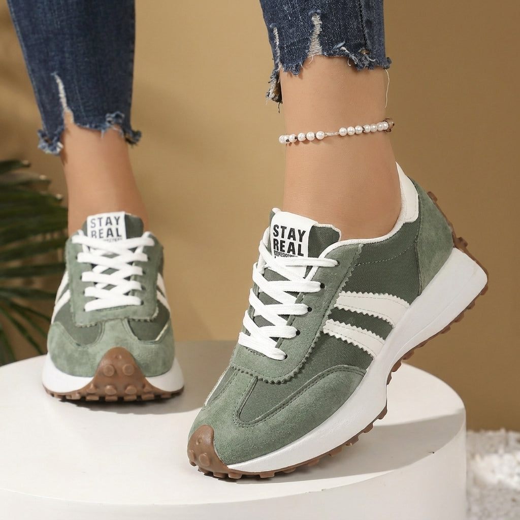 Women's Retro Platform Chunky Lace-Up Sneakers