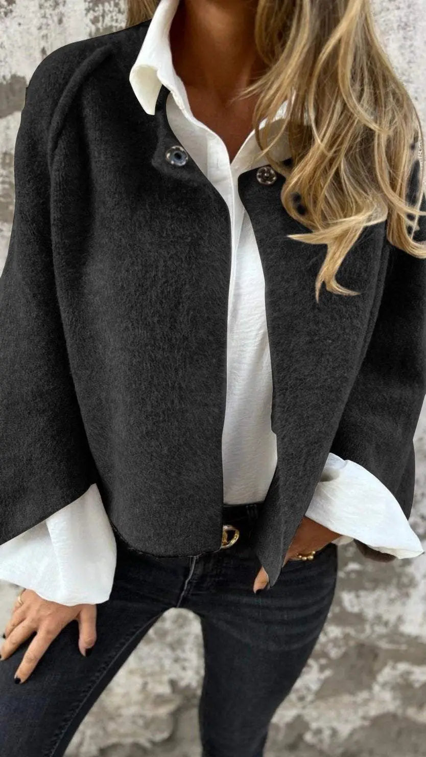 Women's Round Neck Long Sleeve Coat