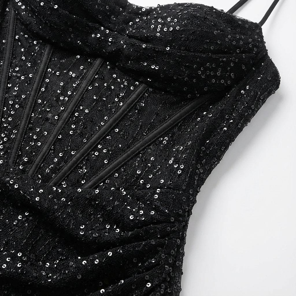 Women's Sequin Sweetheart Maxi Dress with High Slit