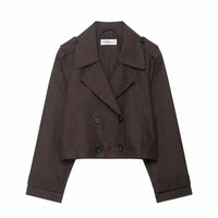 Women's Short Double-Breasted Trench Coat – Timeless Silhouette for Work and Casual Wear