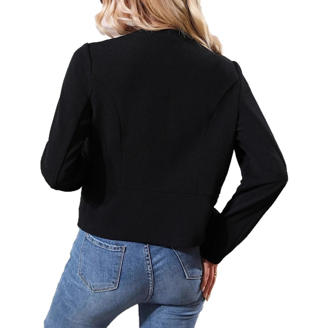 Women's Short Jacket with Textured Design and Elegant Details