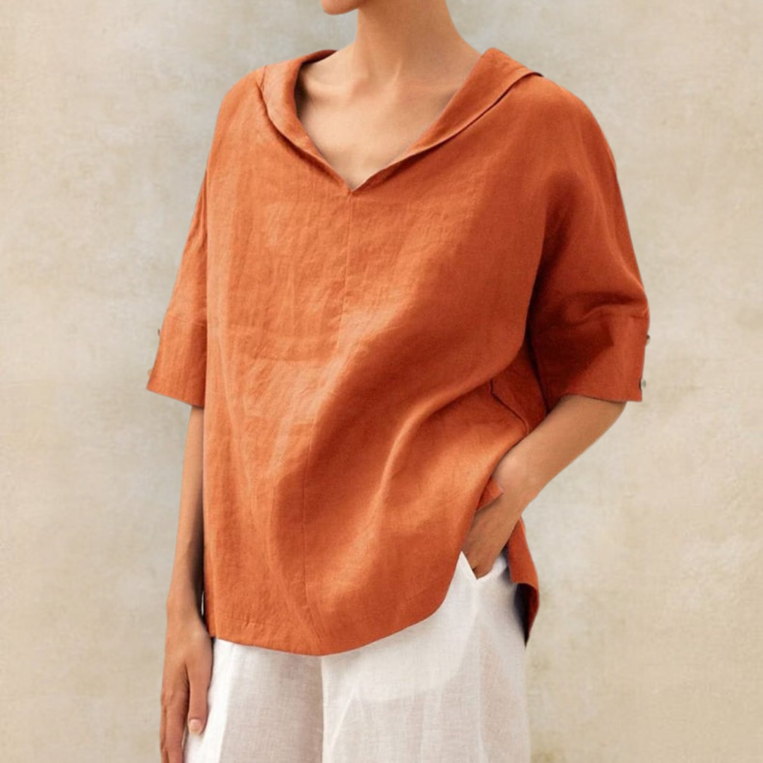 Women's Short-Sleeve Collared Blouse