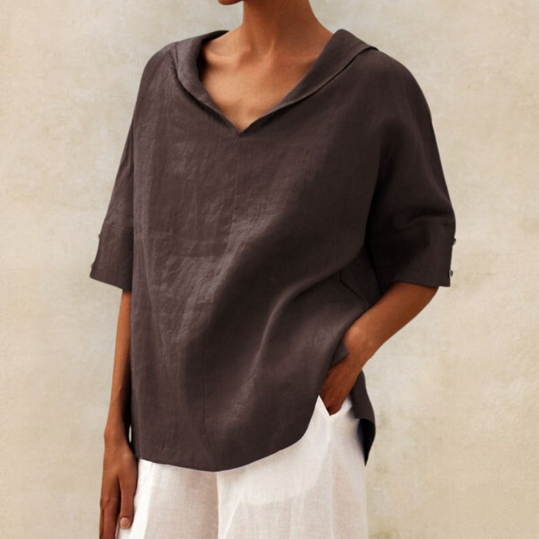 Women's Short-Sleeve Collared Blouse