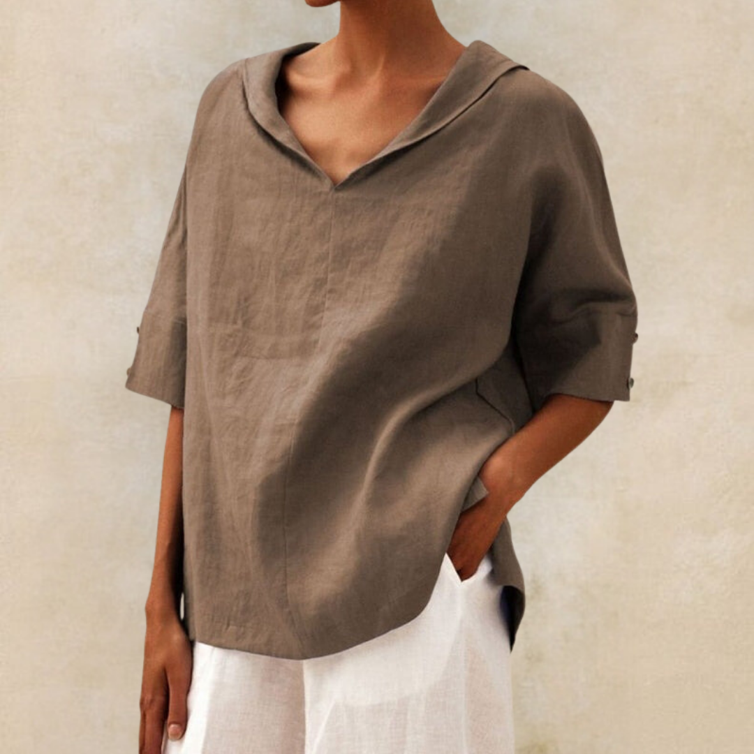 Women's Short-Sleeve Collared Blouse