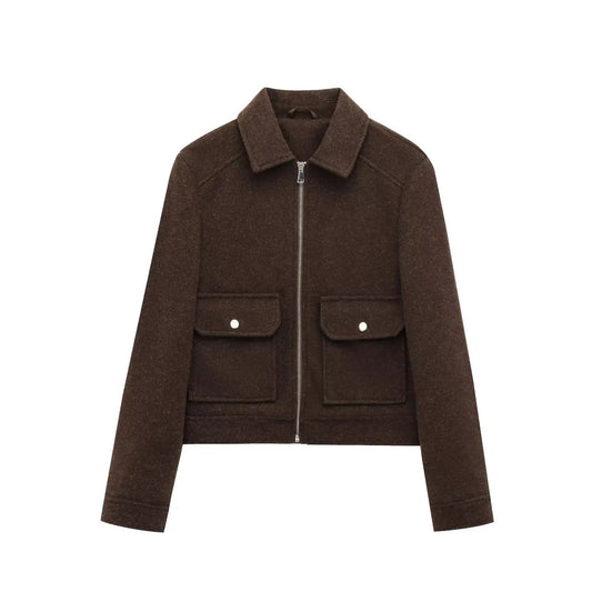 Women's Short Zip-Front Bomber Jacket with Cuffs