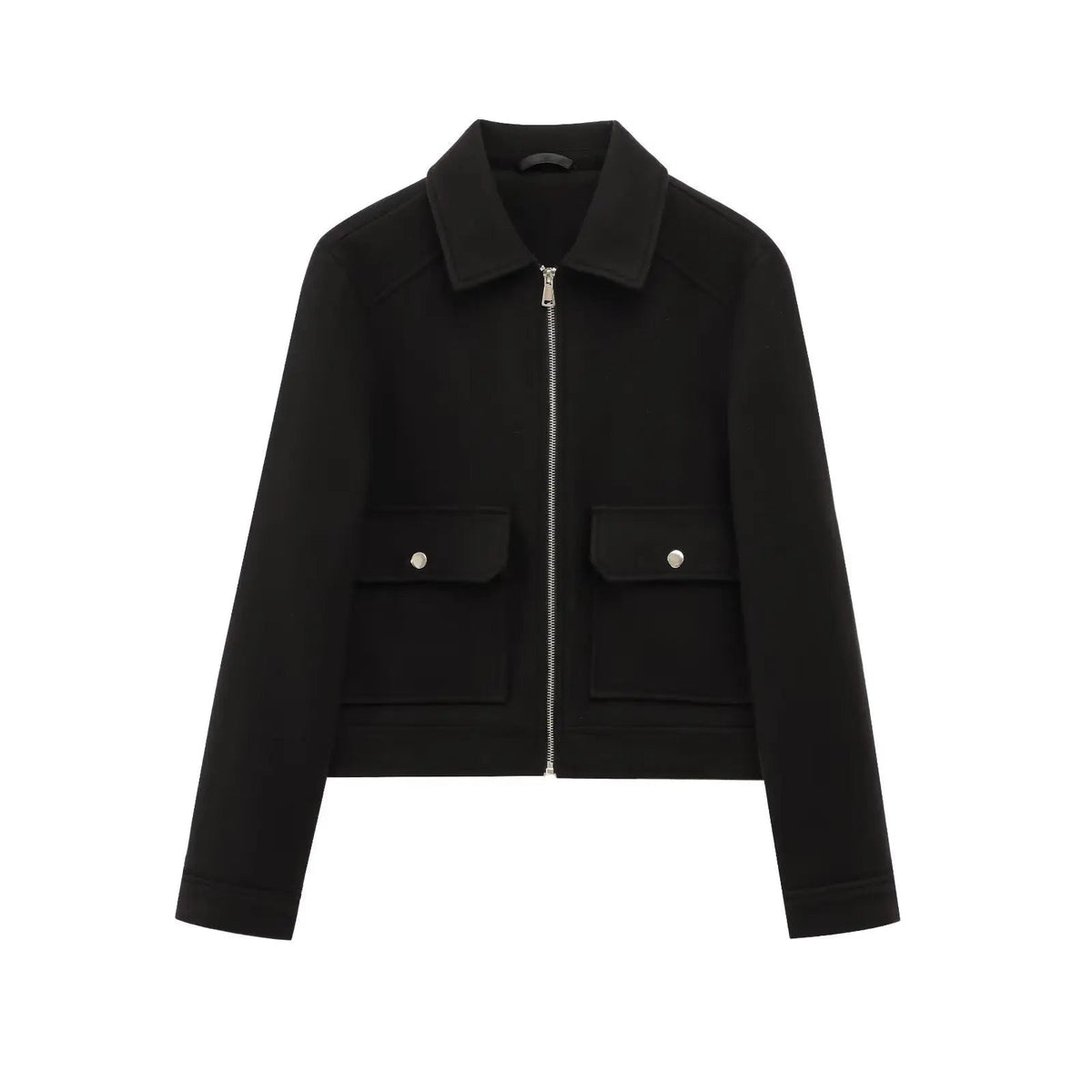 Women's Short Zip-Front Bomber Jacket with Cuffs