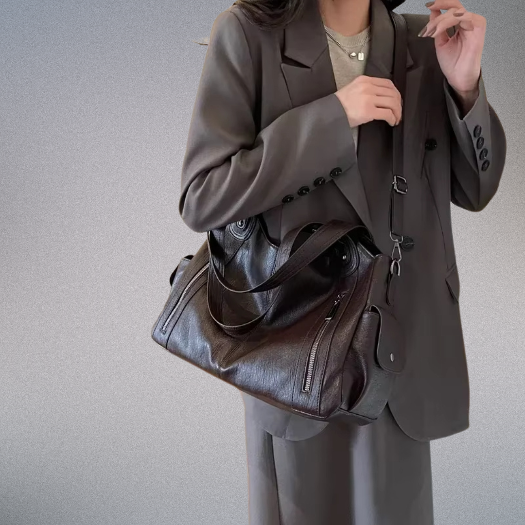 Women's Shoulder Bag with Metal Accents