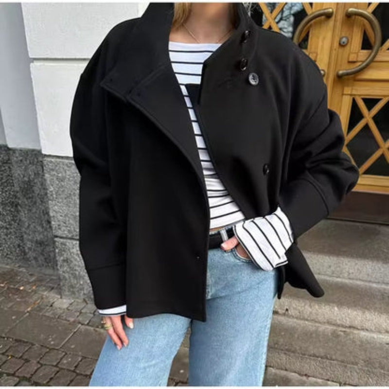 Women's Single-Breasted Stand Collar Coat
