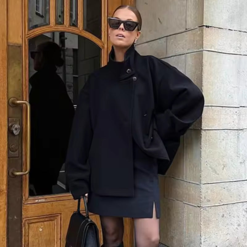 Women's Single-Breasted Stand Collar Coat