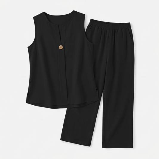 Women's Sleeveless Co-Ord Set with Wide-Leg Pants
