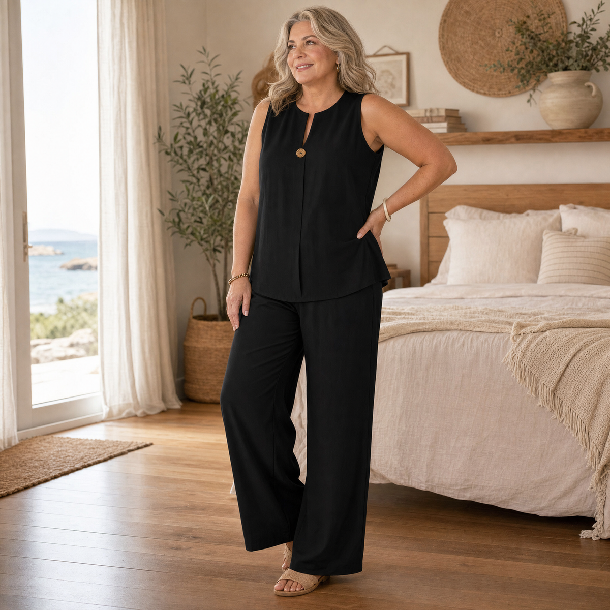 Women's Sleeveless Co-Ord Set with Wide-Leg Pants