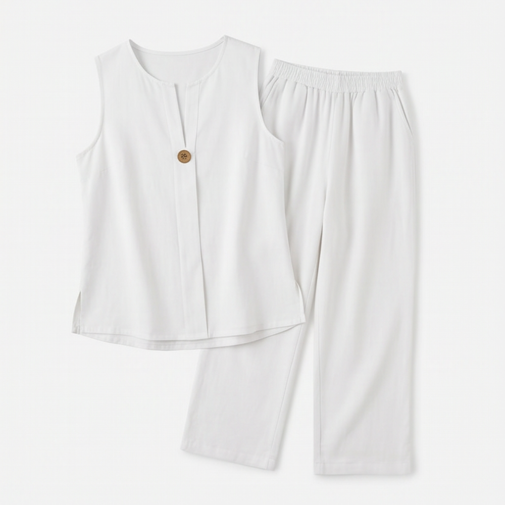Women's Sleeveless Co-Ord Set with Wide-Leg Pants
