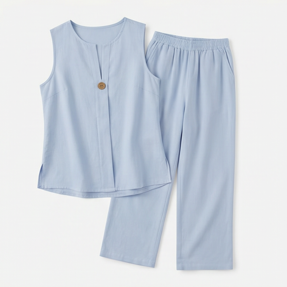 Women's Sleeveless Co-Ord Set with Wide-Leg Pants