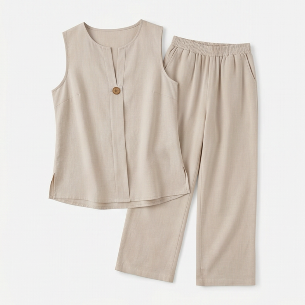 Women's Sleeveless Co-Ord Set with Wide-Leg Pants