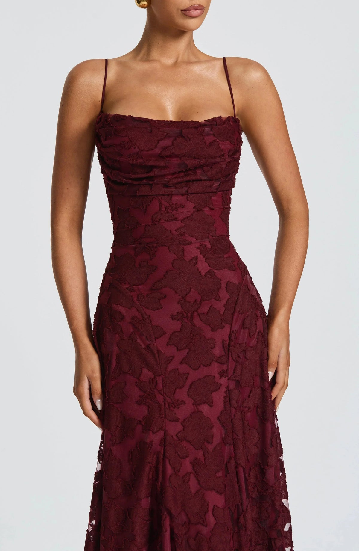 Women's Sleeveless Cowl Neck Maxi Dress with Floral Pattern