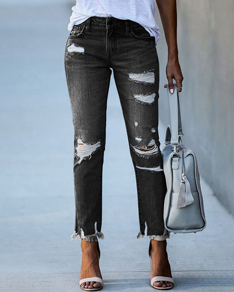 Women's Slim Fit Distressed Jeans