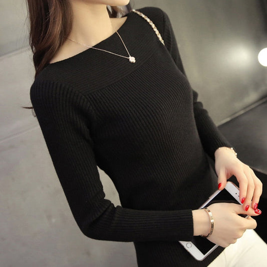 Women's Slim Fit Jumper with Boat Neckline