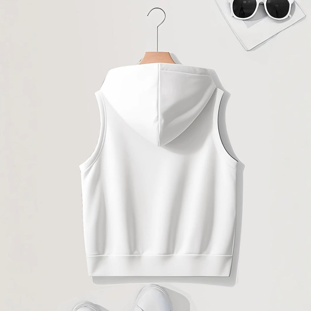 Women's Sporty Zip-Up Hooded Vest with Pockets