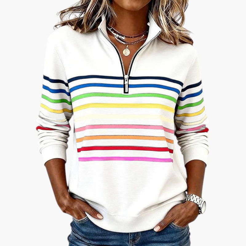 Women's Striped Half-Zip Sweatshirt