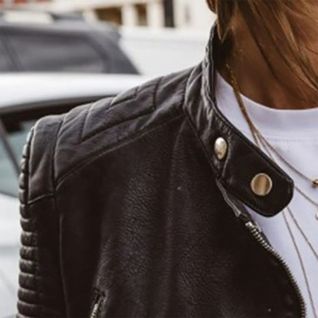 Women's Structured-Fit Biker Jacket With Zip Details