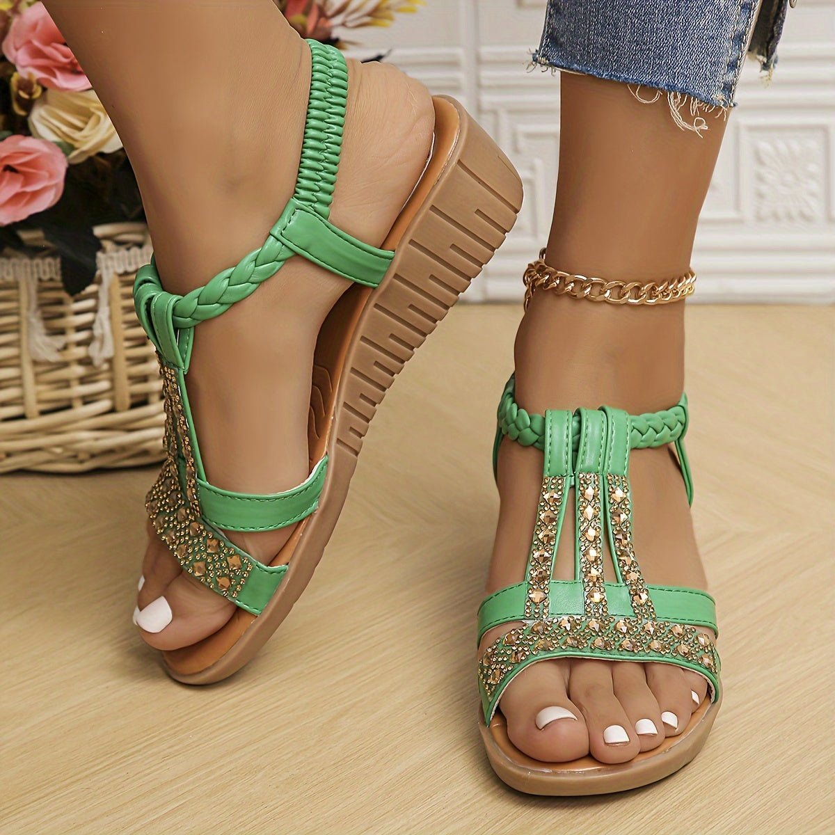 Women's T-Strap Wedge Orthopedic Sandals