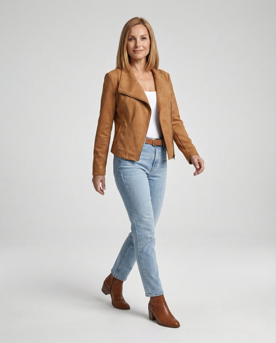 Women's Tailored Asymmetric-Zip Biker Jacket