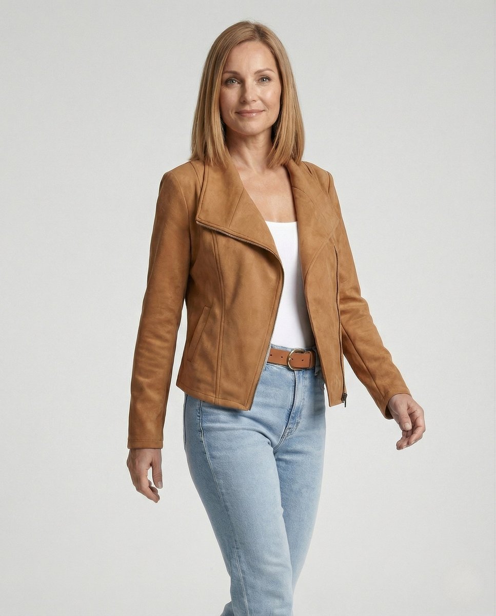 Women's Tailored Asymmetric-Zip Biker Jacket